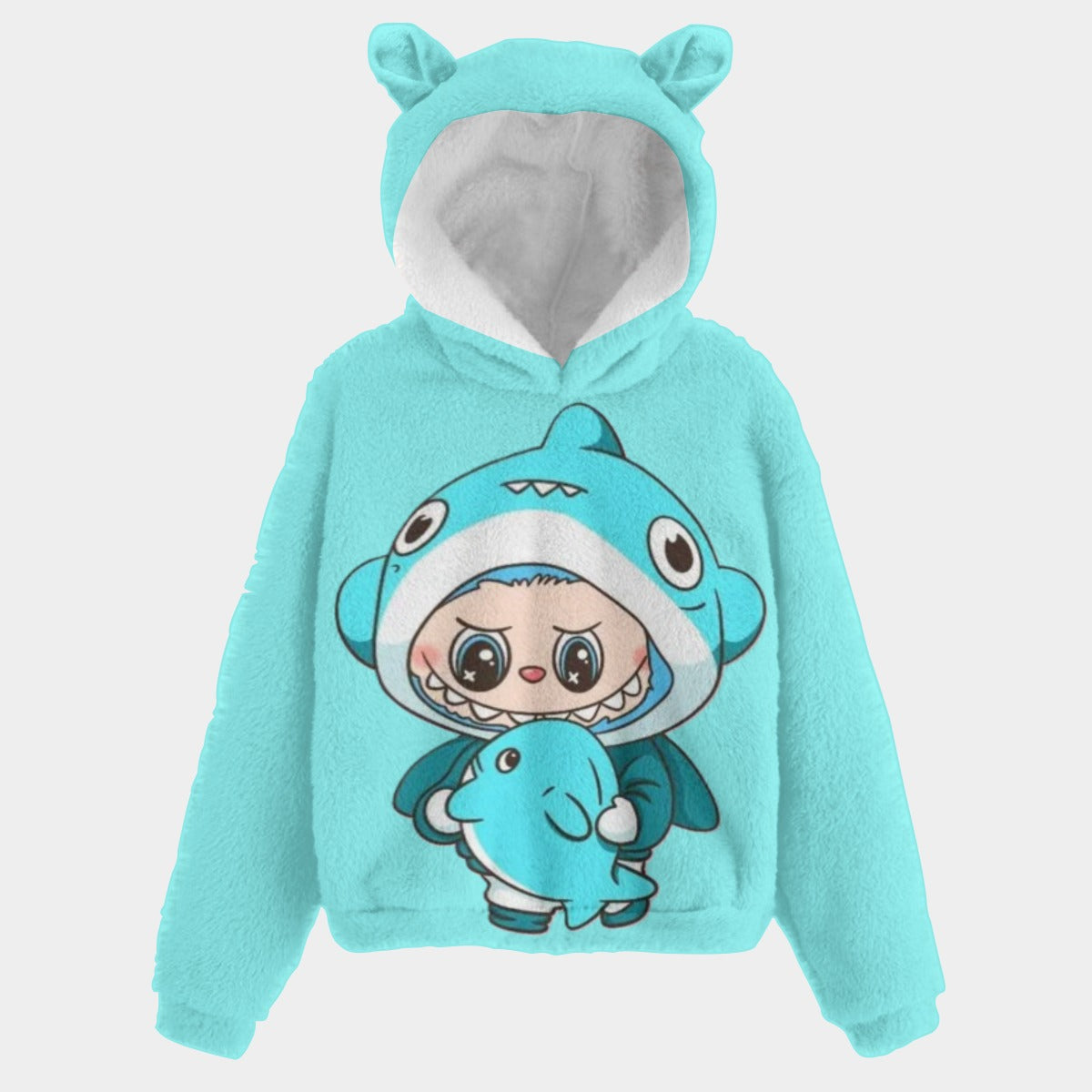 KSC's Limited Edition Labubu Baby Shark Kid’s Borg Fleece Hoodie With Ears