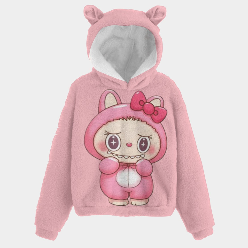 KSC's Limited Edition Kid’s Borg Fleece Sweatshirt With Ear Pink Hello Kitty Labubu
