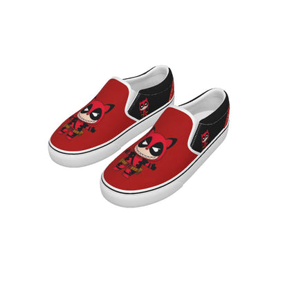 🔴 Hero Style with a Mischievous Twist - Deadpool Labubu Red Kid's Slip On Sneakers