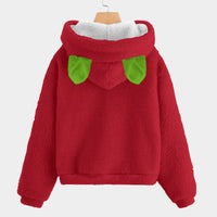 Christmas Labubu Kid’s Borg Fleece Hoodie With Ears