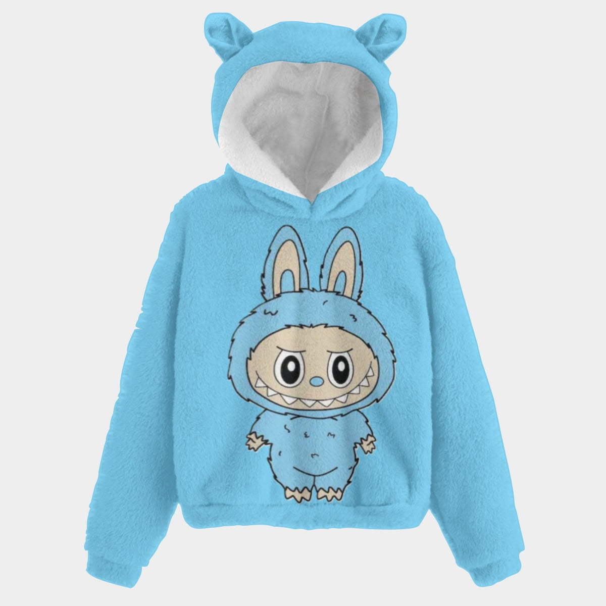 KSC's Labubu Sky Blue Kid’s Borg Fleece Sweatshirt With Ear