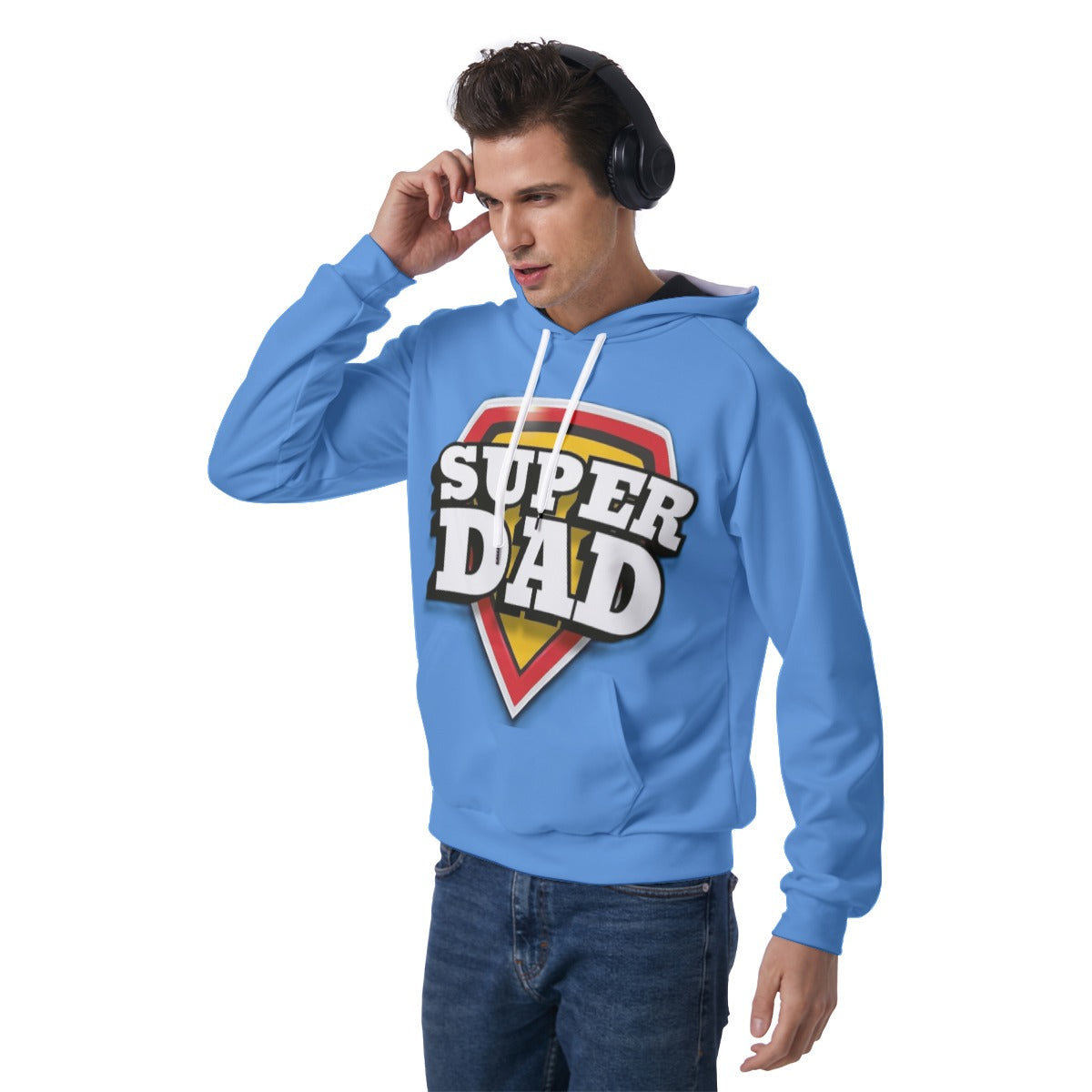 KSC's Exclusive Men's Blue SUPER DAD Raglan Pullover Hoodie