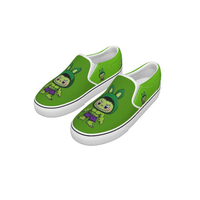 💚 Smash Style, Max Comfort Kid's Shoes -Avengers Style Labubu Hulk Green Kid's Slip On Sneakers