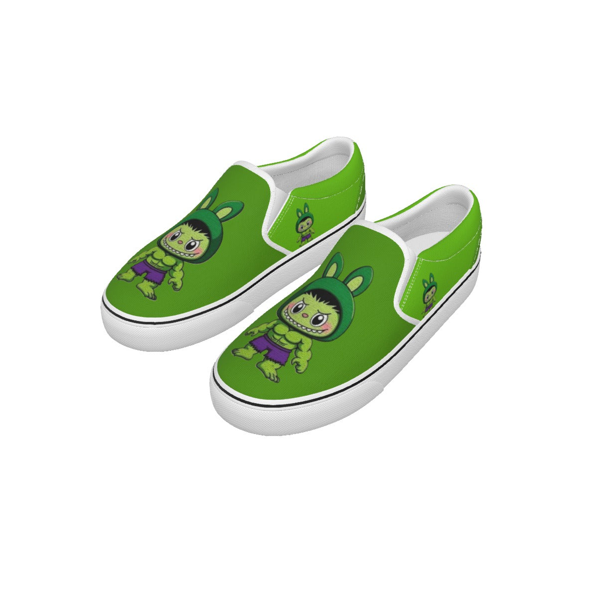 💚 Smash Style, Max Comfort Kid's Shoes -Avengers Style Labubu Hulk Green Kid's Slip On Sneakers