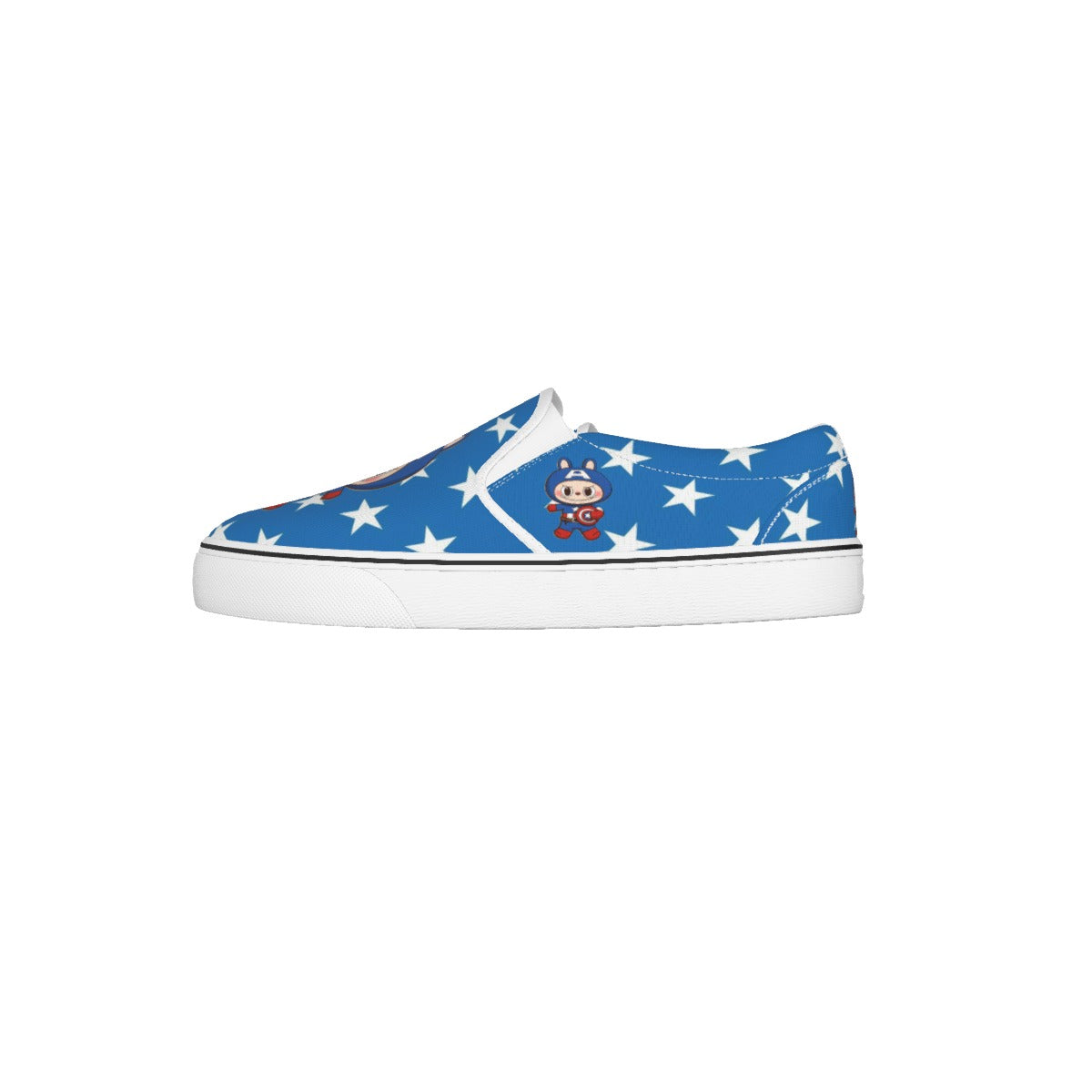 ⭐️Captain America Labubu Star Power Slip-On Sneakers – Blue Hero Edition - Captain America Labubu Blue Stars Kid's Slip On Sneakers