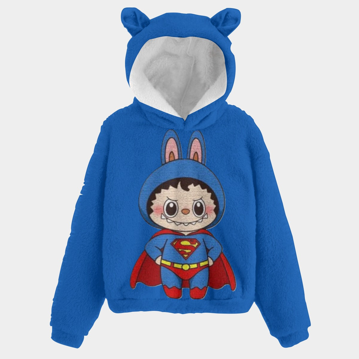 KSC's Exclusive Labubu Superman Kid’s Borg Fleece Sweatshirt With Ears