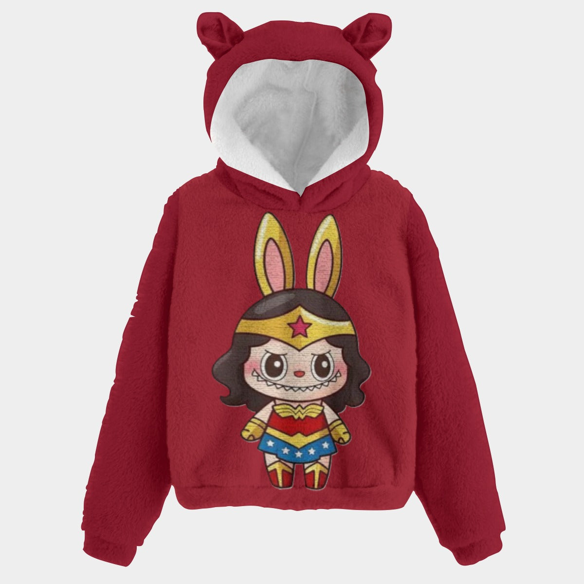 KSC's Exclusive Labubu Superwomen Kid’s Borg Fleece Sweatshirt With Ears