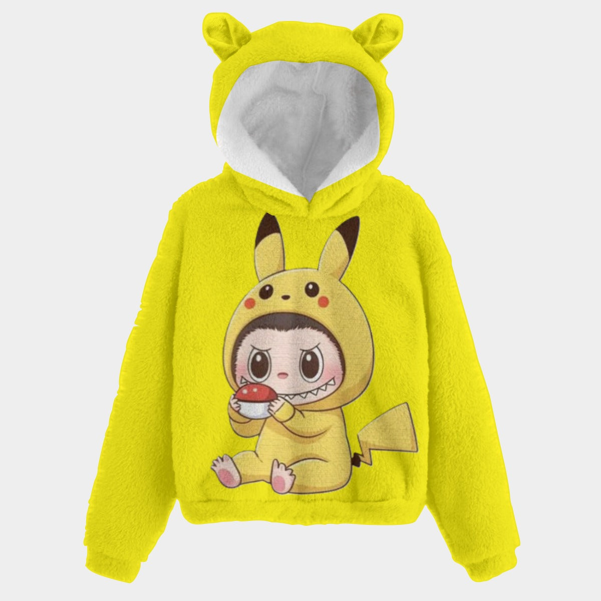 KSC's Limited Edition Pikachu Labubu Unisex Kid’s Borg Fleece Hoodies With Ears