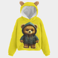 Hoodie Teddy Bear Yellow Kid’s Borg Fleece Hoodie With Ears