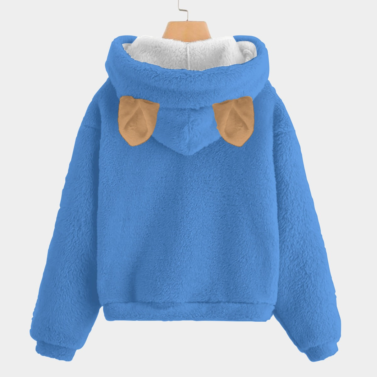 Cool Teddy Bear Blue Kid’s Borg Fleece Hoodie With Ears