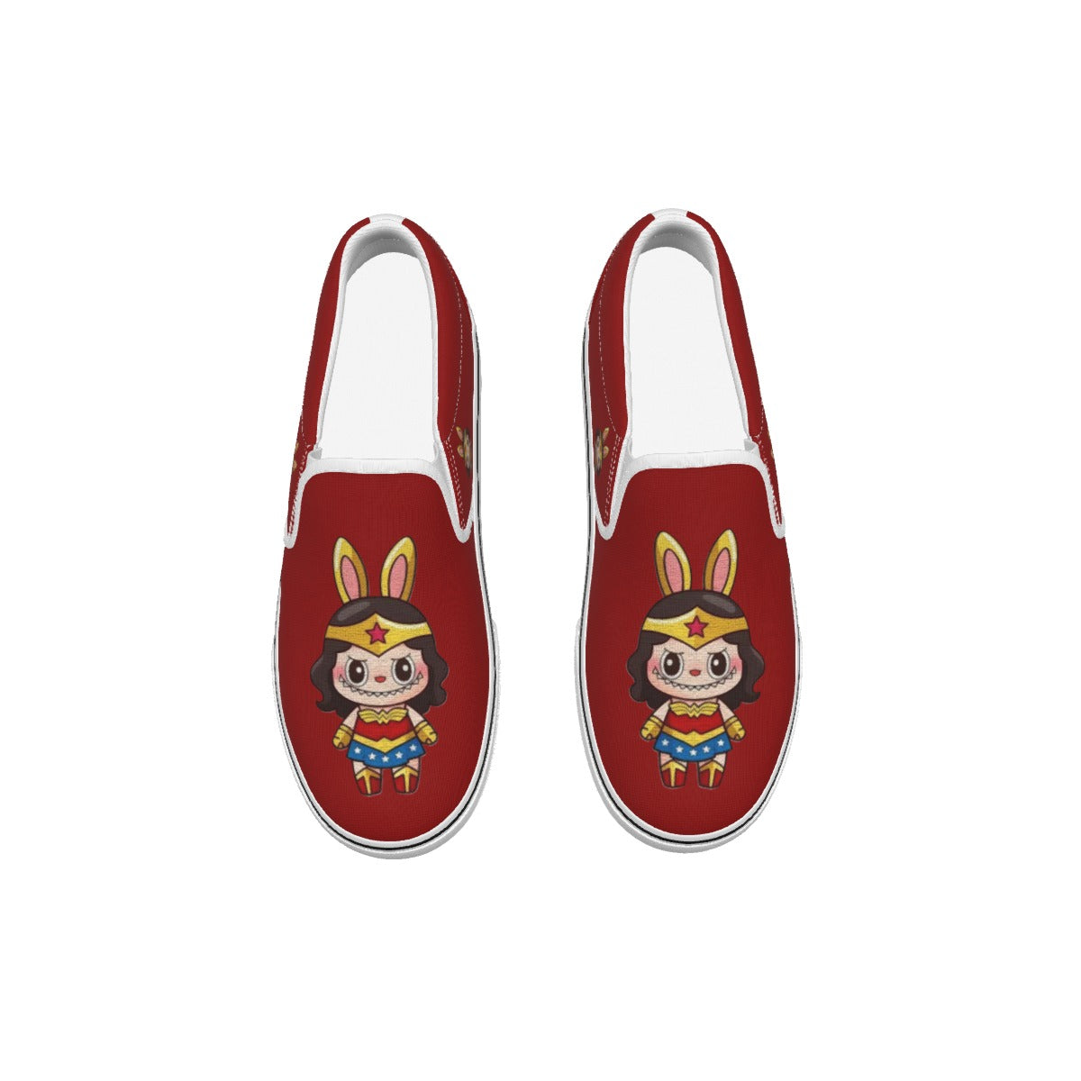 ❤️🔥 Wonder Woman Labubu Red Slip-On Sneakers (Kids)-Wonder Woman Labubu Red Kid's Slip On Sneakers