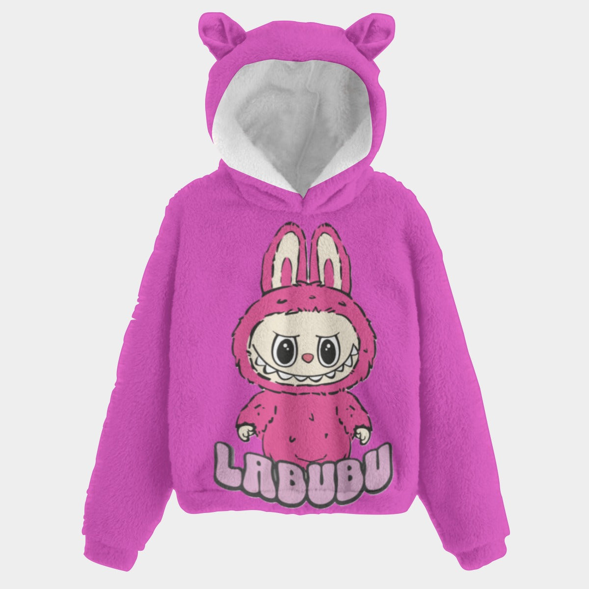KSC's Fleece Sweatshirt LABUBU Print Kid’s Borg Fleece Sweatshirt With Ears