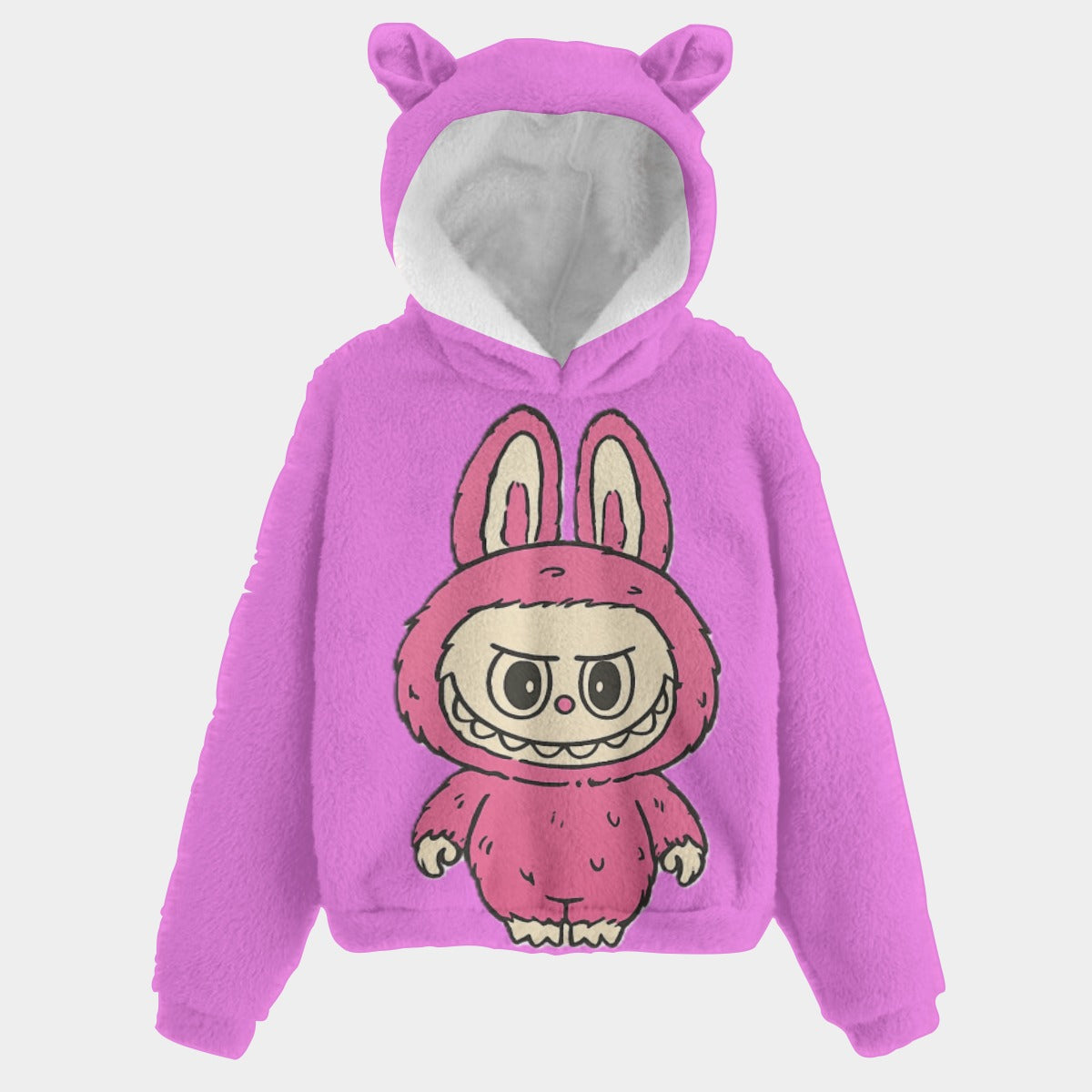 KSC's Fleece Sweatshirt LABUBU Print Kid’s Borg Fleece Sweatshirt With Ears