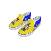 💛 Minion Labubu Yellow &amp; Blue Slip-On Sneakers (Kids) -Minion Labubu Yellow & Blue Kid's Slip On Sneakers