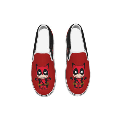 🔴 Hero Style with a Mischievous Twist - Deadpool Labubu Red Kid's Slip On Sneakers