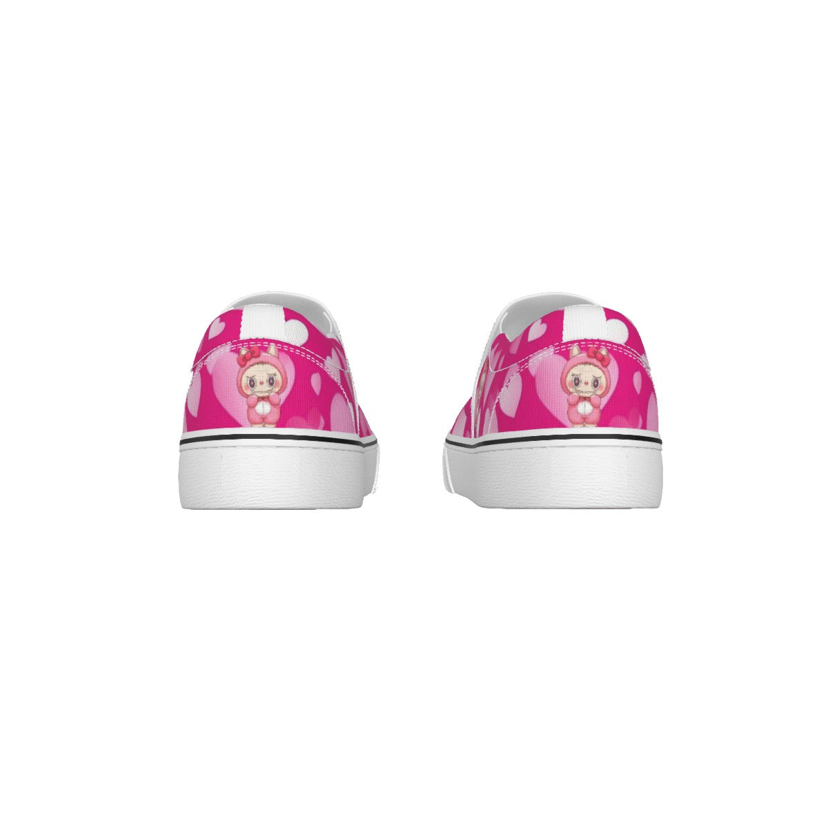 💖Hello Kitty Labubu Sweetheart Slip-On Sneakers – Pink Hearts Edition -Labubu Pink Hearts Kid's Slip On Sneakers-Hello Kitty