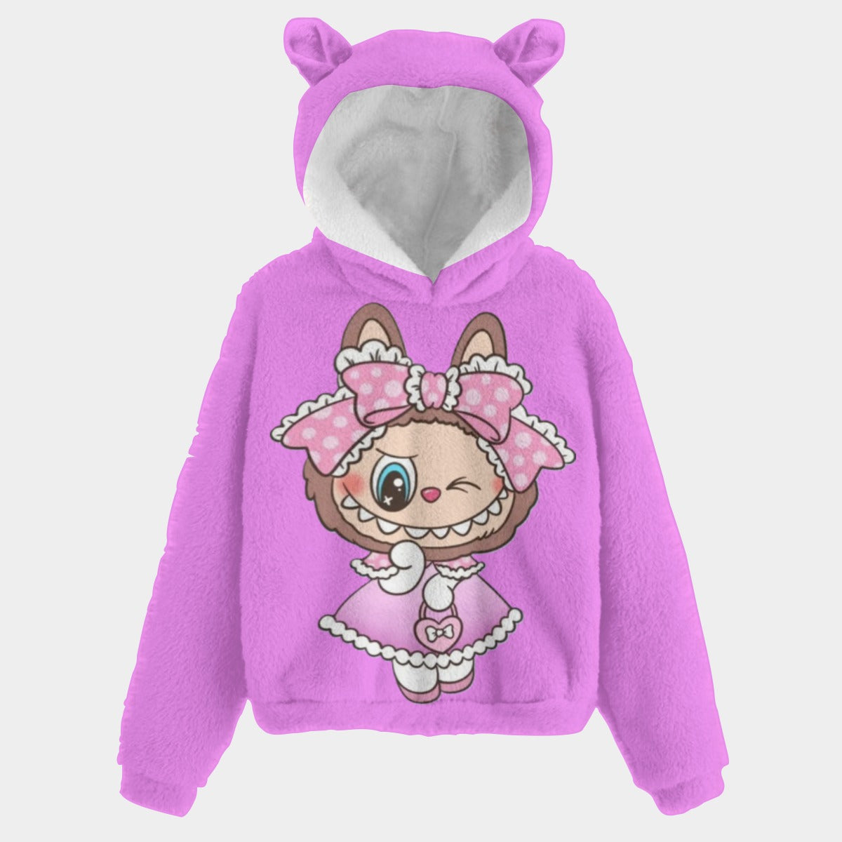 KSC's Limited Edition Labubu Fancy Kid’s Borg Fleece Hoodie With Ears