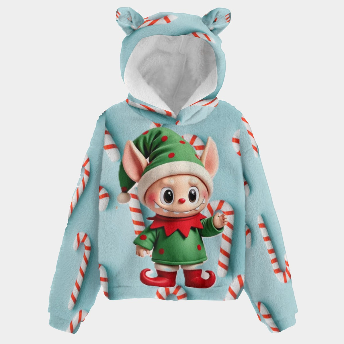 KSC's Exclusive Christmas Labubu Kid’s Borg Fleece Hoodies With Ears