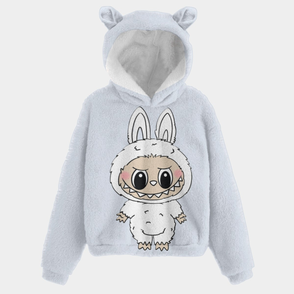 KSC's Limited Edition Kid’s Borg Fleece Sweatshirt With Ear Light Blue w/White Labubu