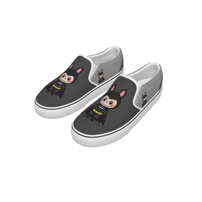 🦇 Batman Labubu Black Slip-On Sneakers (Kids) - Batman Labubu Black Kid's Slip On Sneakers