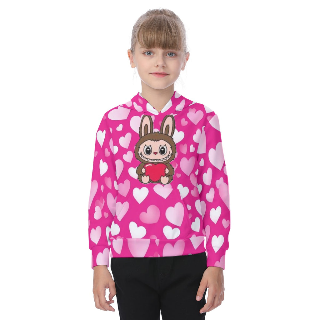 KSC's Heart Labubu Kid's Heavy Fleece Hoodie