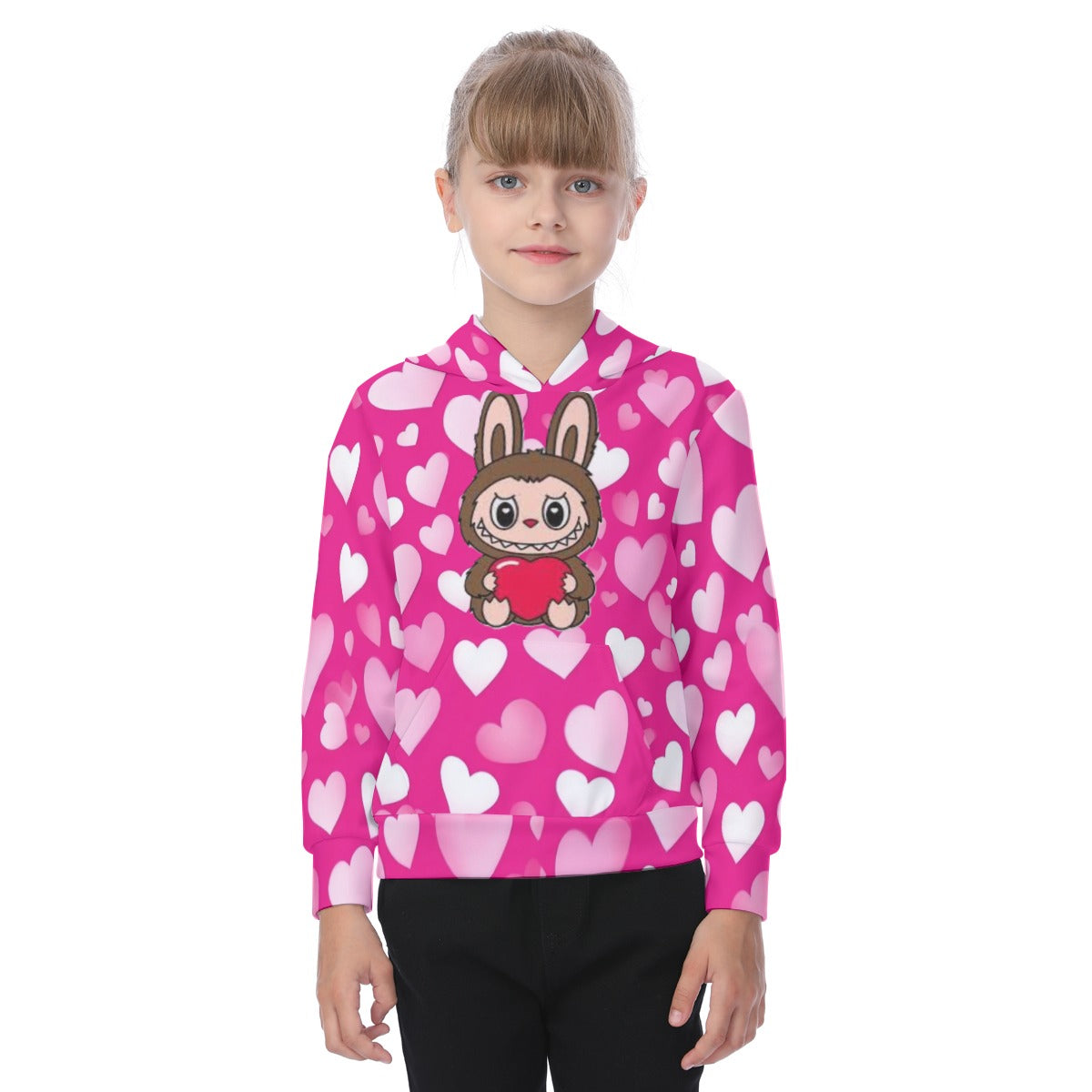 KSC's Heart Labubu Kid's Heavy Fleece Hoodie