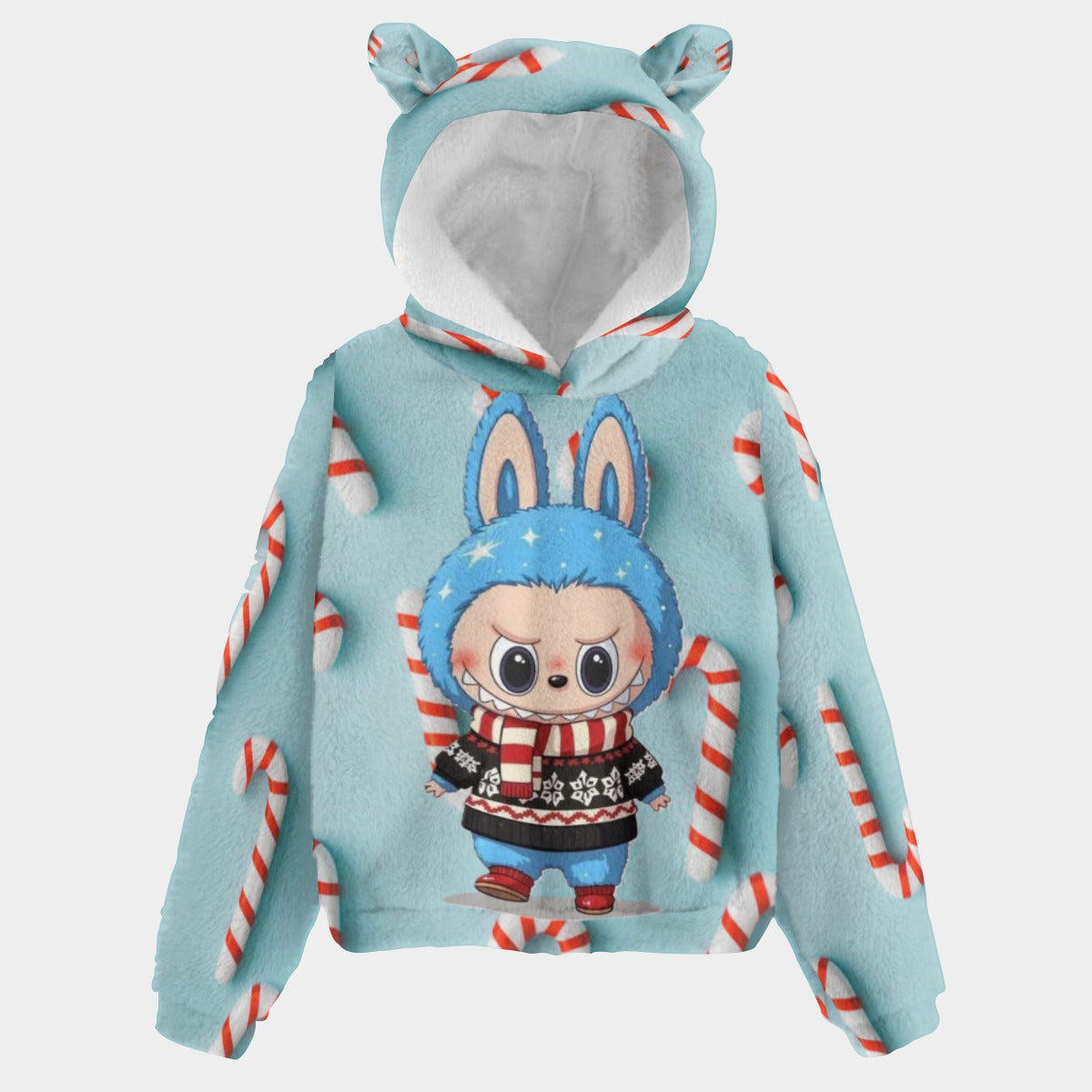 KSC's Exclusive Christmas Labubu Kid’s Borg Fleece Sweatshirt With Ears