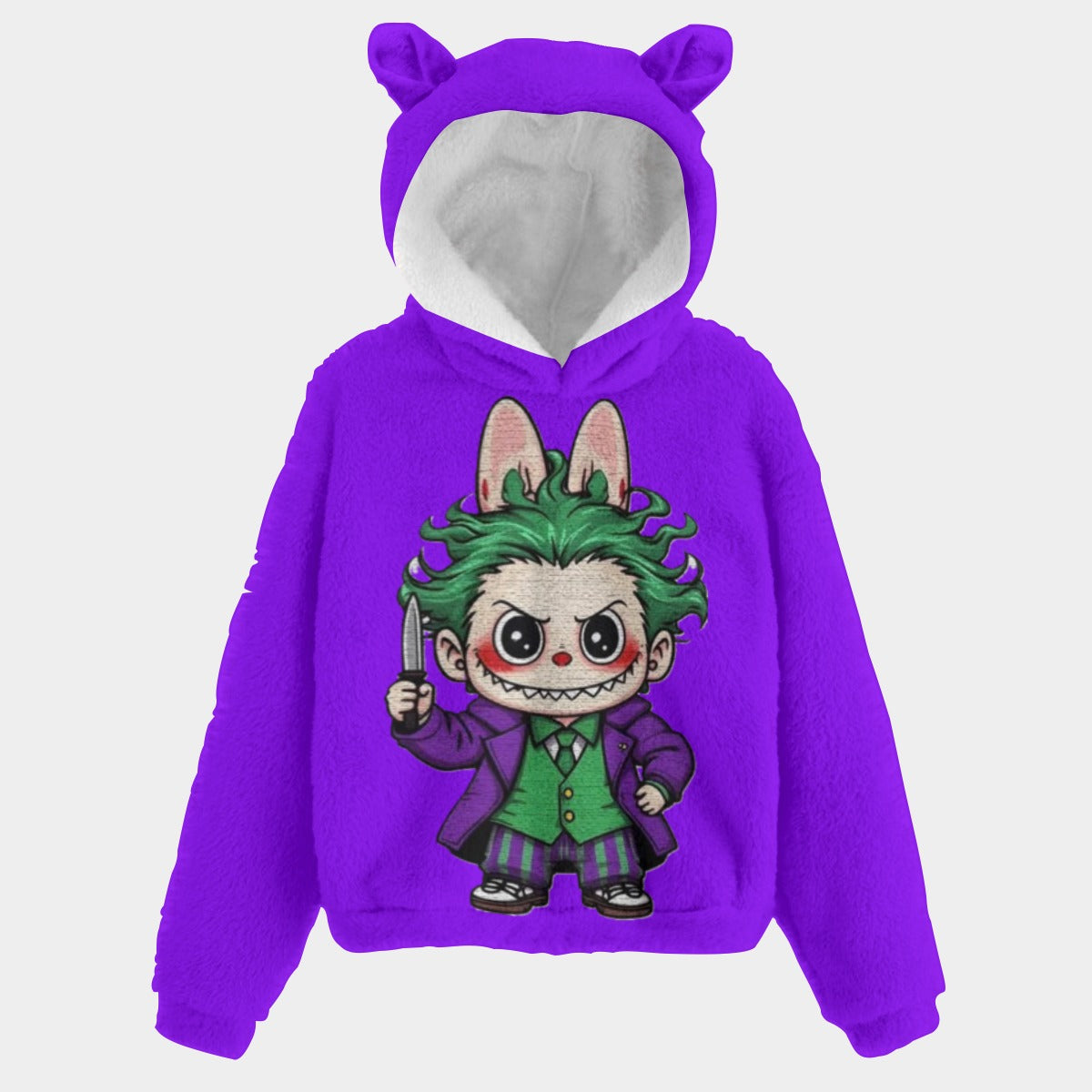 KSC's Exclusive Halloween Labubu Joker Kid’s Borg Fleece Sweatshirt With Ear