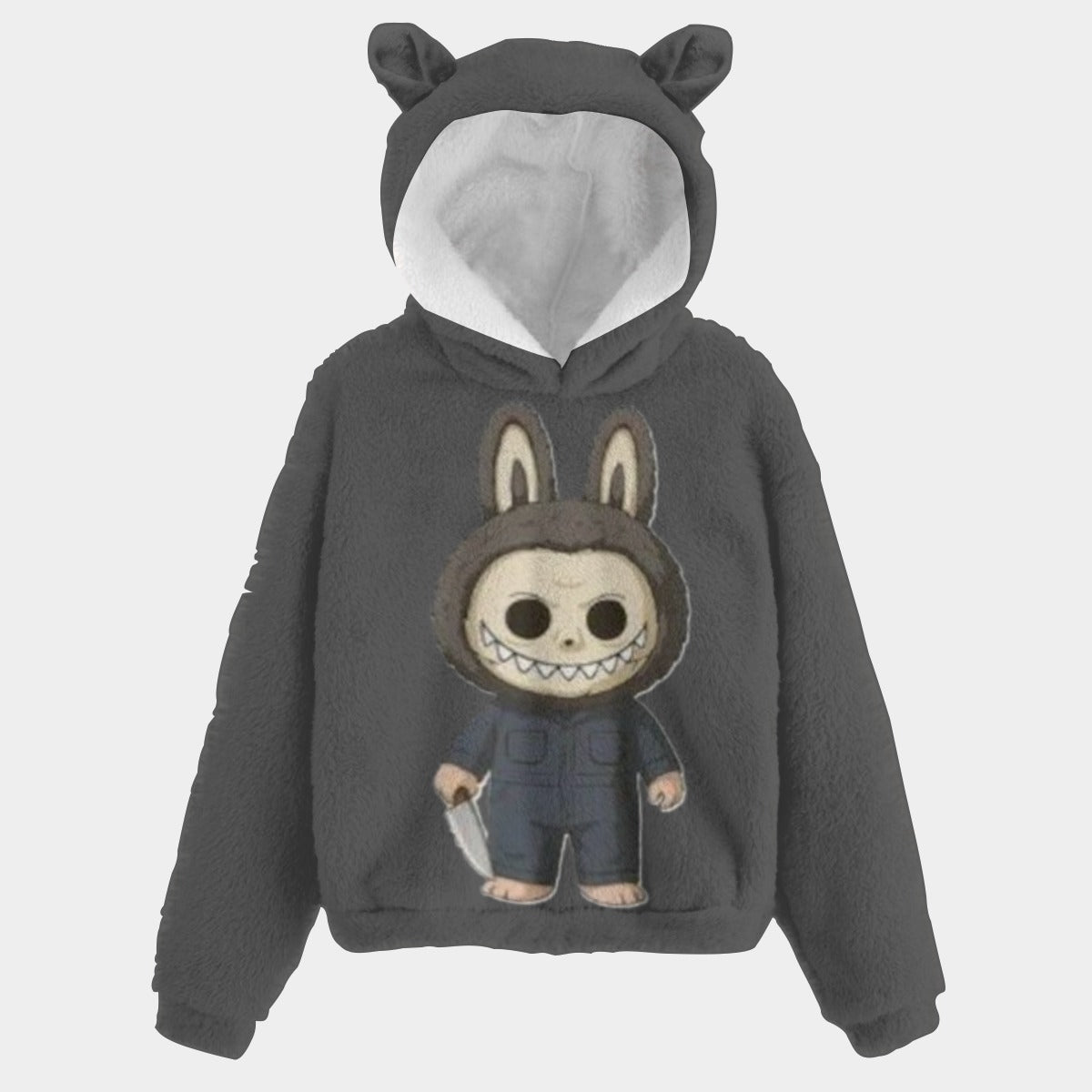 Halloween Labubu Kid’s Borg Fleece Sweatshirt With Ear