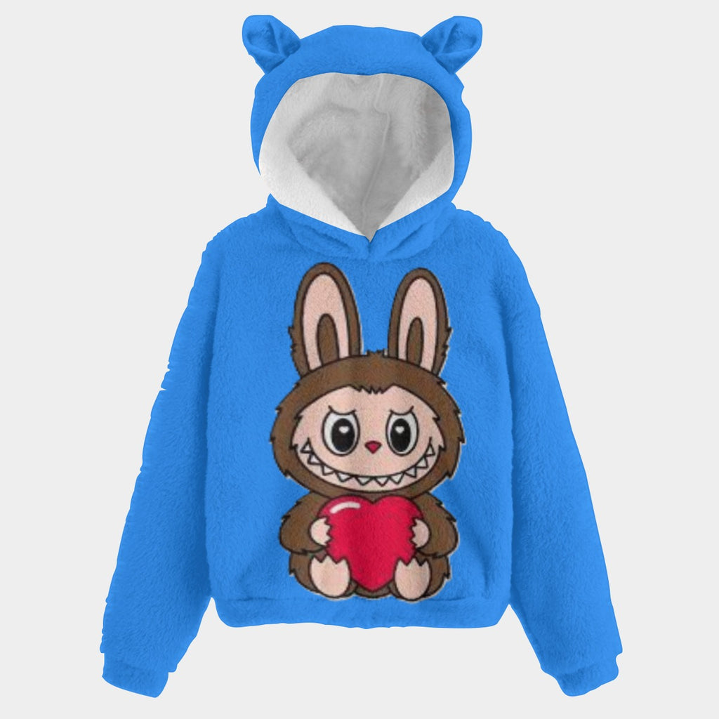 KSC's Fleece Sweatshirt LABUBU Print Kid’s Borg Fleece Sweatshirt With Ears