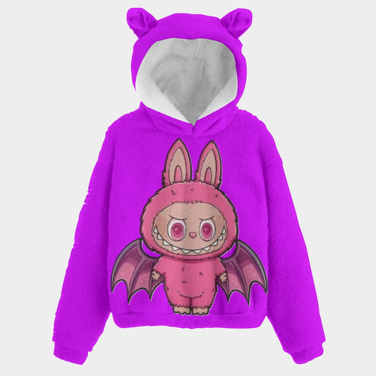 KSC's Limited Edition Halloween Bat Labubu Purple Kid’s Borg Fleece Sweatshirt With Ear