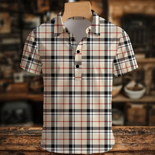 Plaid shirt on a mannequin against a blurred indoor background
