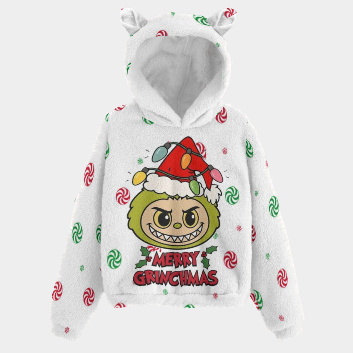 KSC's Exclusive Christmas Labubu Kid’s Borg Fleece Sweatshirt With Ears