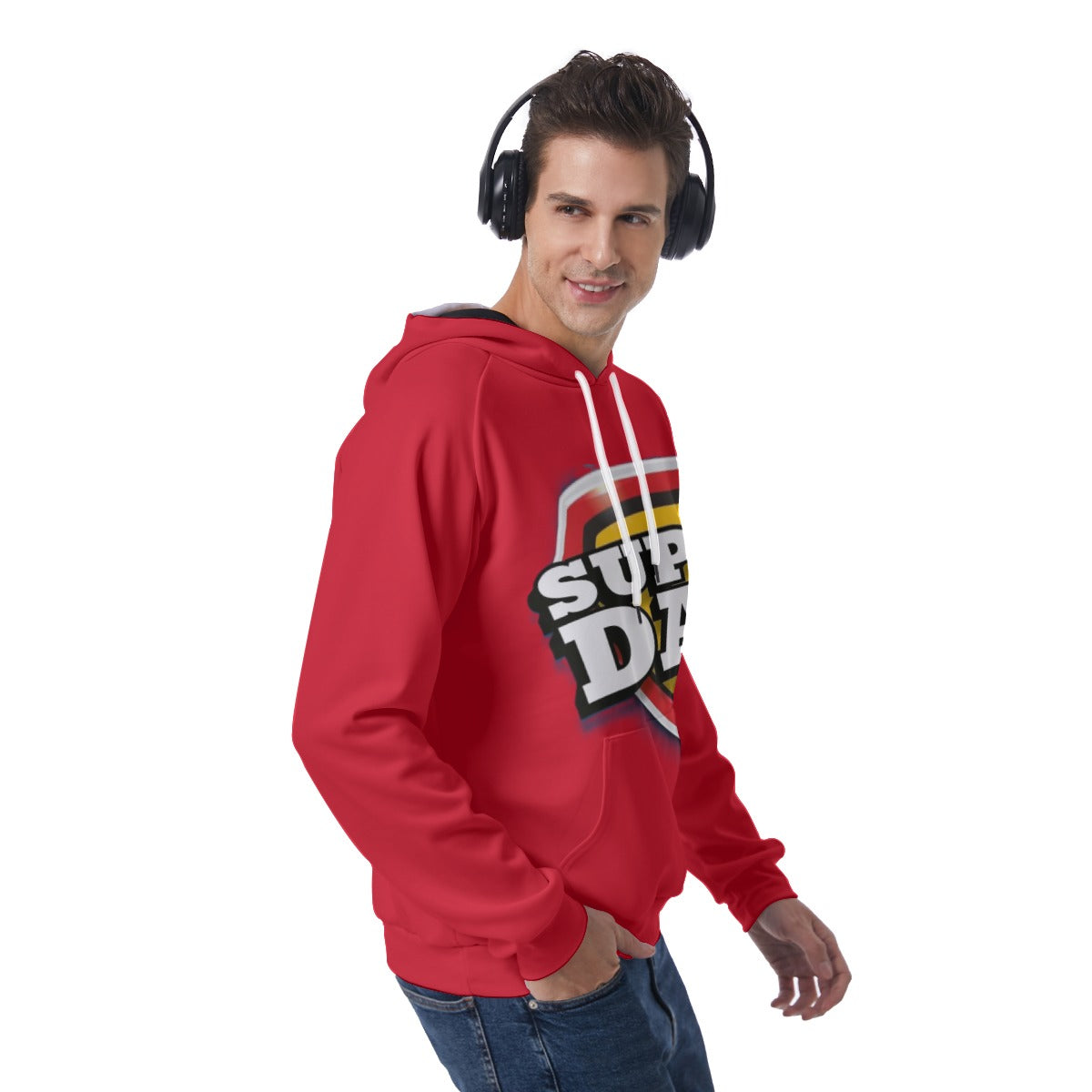 KSC's Exclusive Men's Red SUPER DAD Raglan Pullover Hoodie