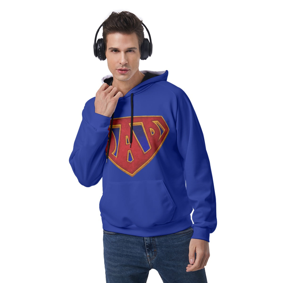 KSC's Exclusive Men's Blue SUPER DAD Raglan Pullover Hoodie
