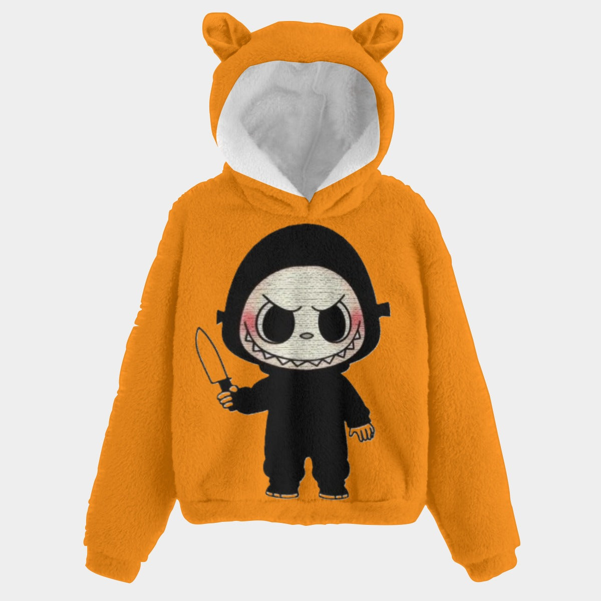 KSC's Exclusive Halloween Labubu Ghost Face Kid’s Borg Fleece Sweatshirt With Ear