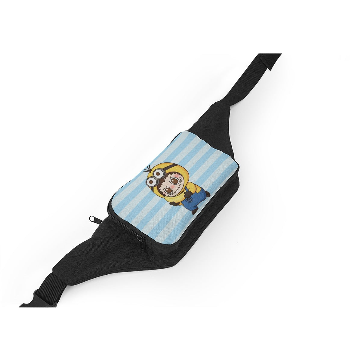 💙 Labubu Minions Blue Stripe Fanny – Mischief-Ready Style for All Ages -Minion Labubu Blue Stripe Fanny Bag/Crossbody Bag - Fanny Packs for all ages! Waist Packs