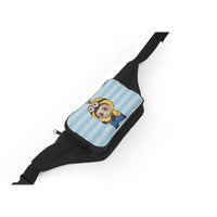 💙 Labubu Minions Blue Stripe Fanny – Mischief-Ready Style for All Ages -Minion Labubu Blue Stripe Fanny Bag/Crossbody Bag - Fanny Packs for all ages! Waist Packs