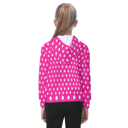 KSC's Exclusive/Custom- Young Girl's Hoodies-Hot Pink Minnie White Polka Dot -  Kid's Hoodie