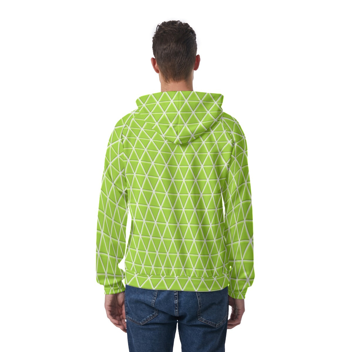 KSC's Exclusive Men's Lime Green Triangle Geometric Raglan Pullover Hoodie