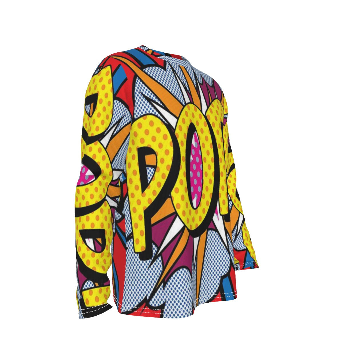 Colorful graphic t-shirt with 'POP' design on a white background