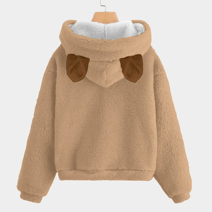 Beanie Bear Tan Kid’s Borg Fleece Hoodie With Ears