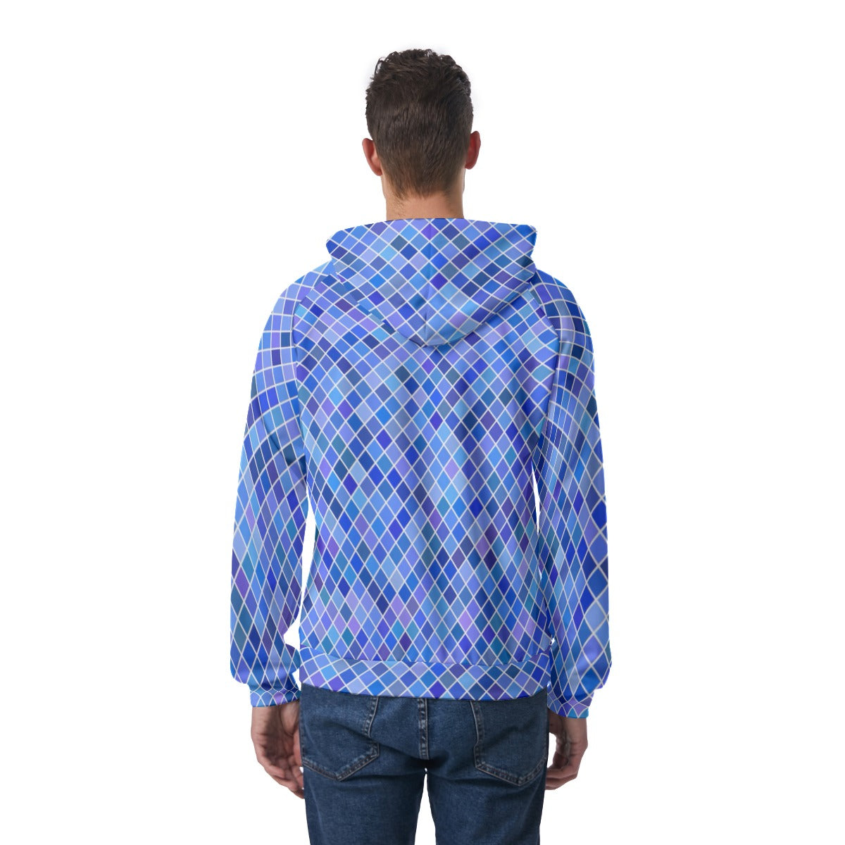 KSC's Exclusive Men's Blue Squares Raglan Pullover Hoodie