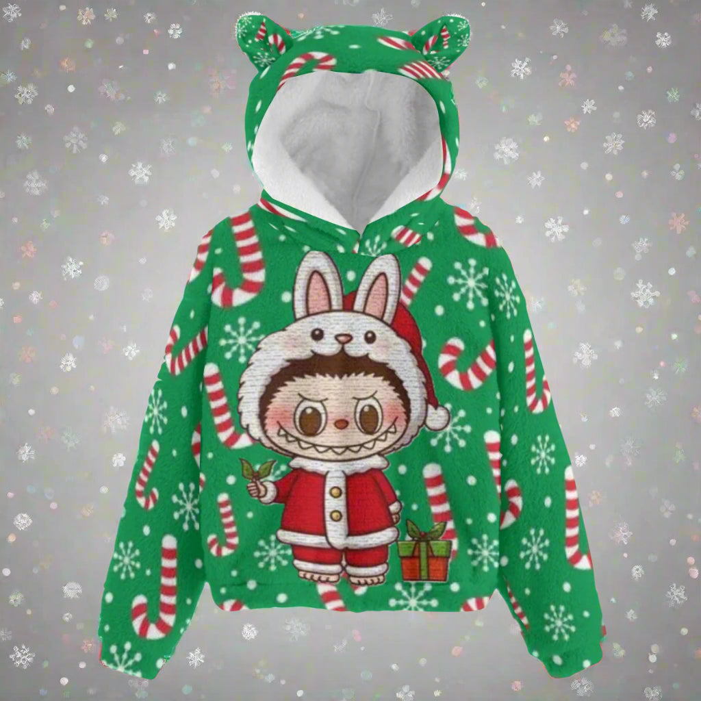 KSC's Exclusive Christmas Labubu Kid’s Borg Fleece Sweatshirt With Ears