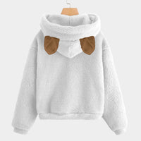 Santa's Christmas Teddy Bear White Kid’s Borg Fleece Hoodie With Ears