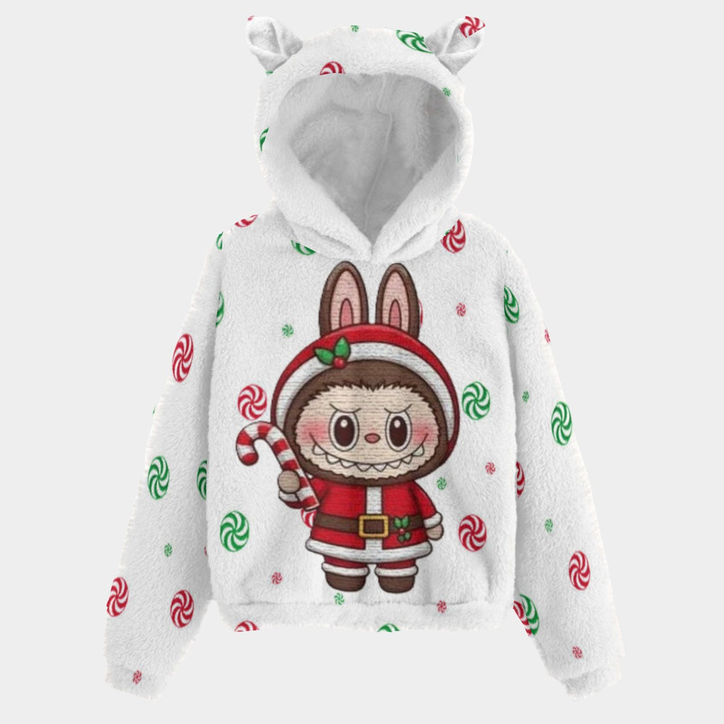 KSC's Exclusive Christmas Labubu Kid’s Borg Fleece Hoodie With Ears