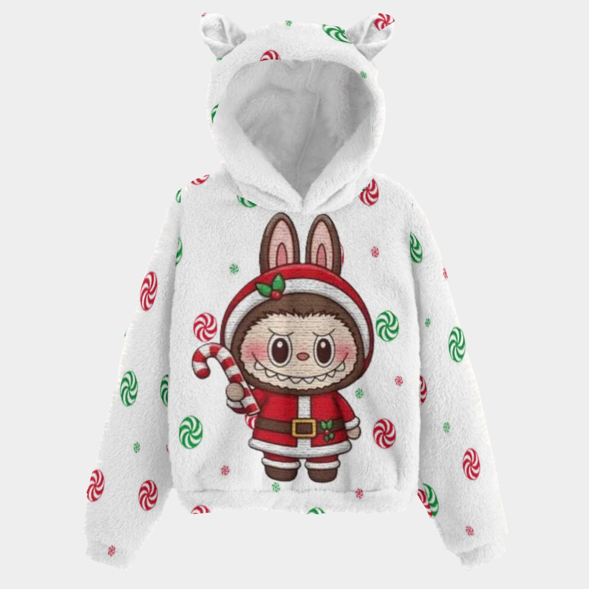 KSC's Exclusive Christmas Labubu Kid’s Borg Fleece Hoodie With Ears