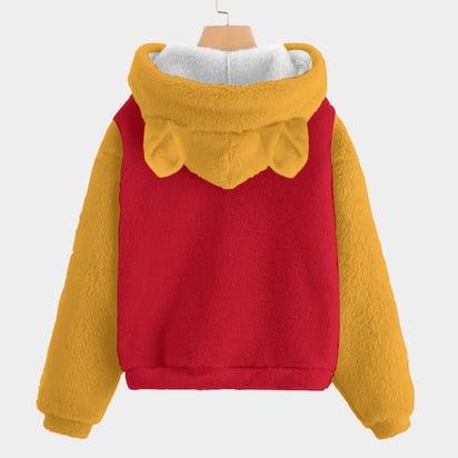 🍯Pooh Bear Labubu Snuggle Hoodie – Fleece Ears Edition for Kids -Pooh Bear Labubu Kid’s Borg Fleece Hoodie With Ears