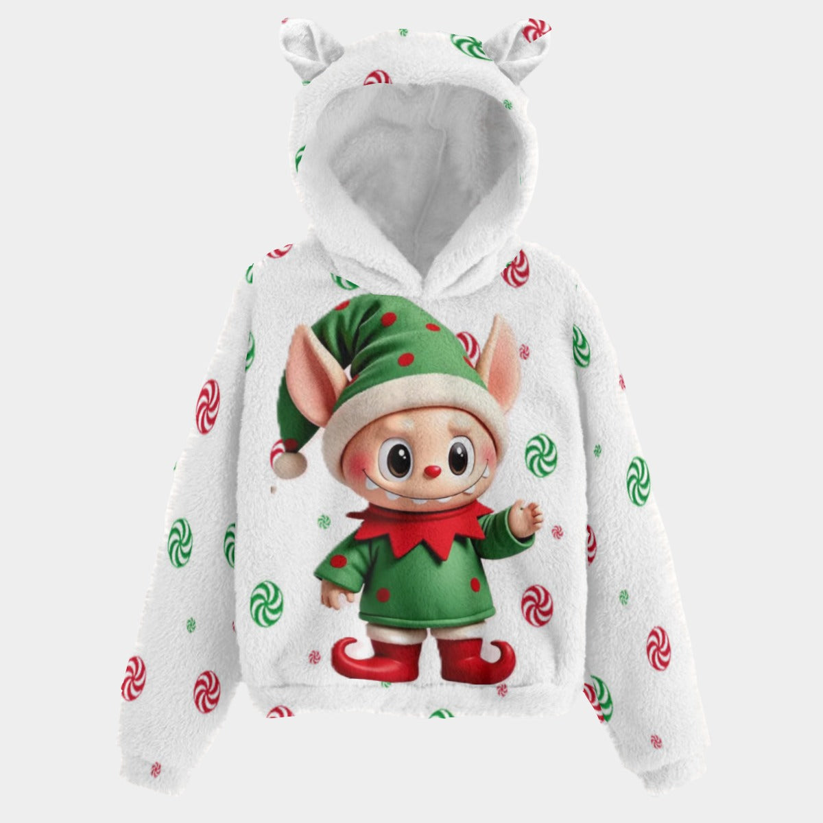 KSC's Exclusive Christmas Labubu Kid’s Borg Fleece Sweatshirt With Ears