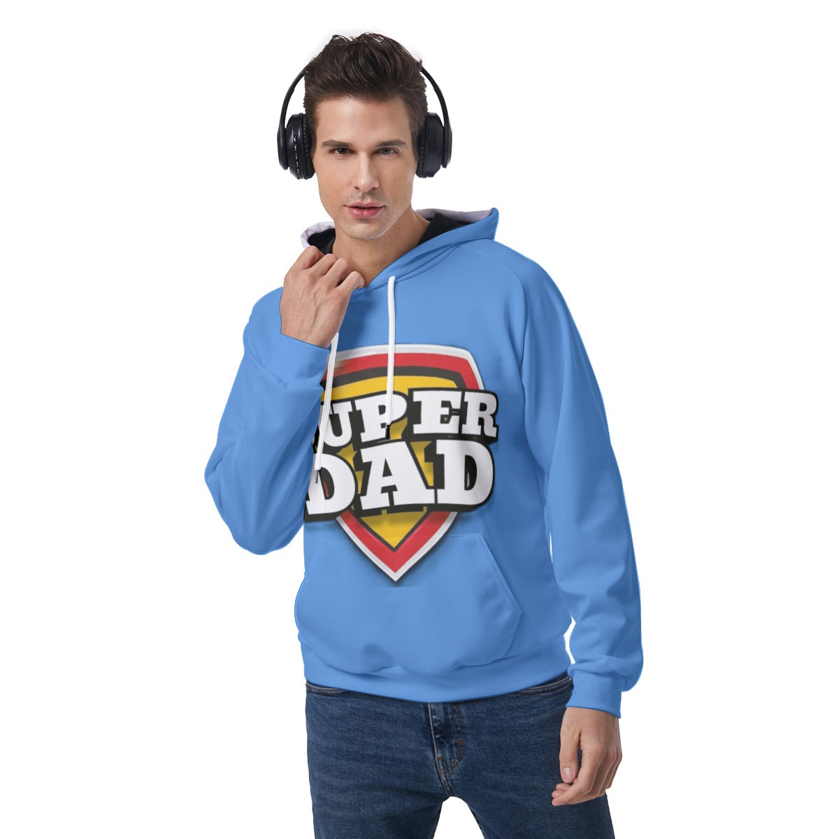 KSC's Exclusive Men's Blue SUPER DAD Raglan Pullover Hoodie